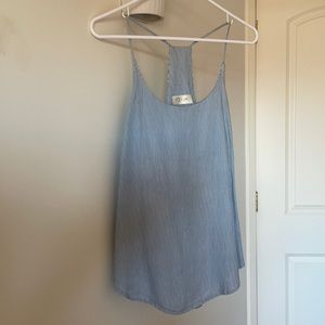 Summer blue and white pinstripe chambray camisole